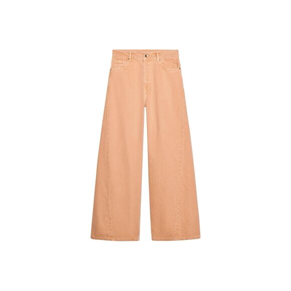 ZARA ZW Twisted Seam Wide Leg High Waist Jeans Peach Orange Size 6 US / 38 EUR - Picture 2 of 13